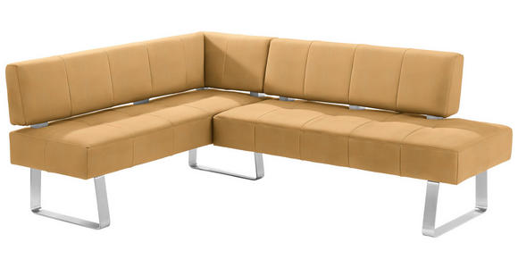 ECKBANK 165/227 cm Mikrofaser Gelb, Edelstahlfarben Metall - Edelstahlfarben/Gelb, Design, Textil/Metall (165/227cm) - Moderano