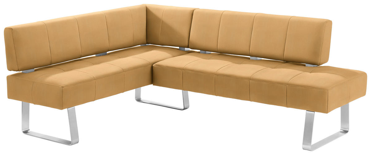 ECKBANK 165/227 cm Mikrofaser Gelb, Edelstahlfarben Metall   - Edelstahlfarben/Gelb, Design, Textil/Metall (165/227cm) - Moderano