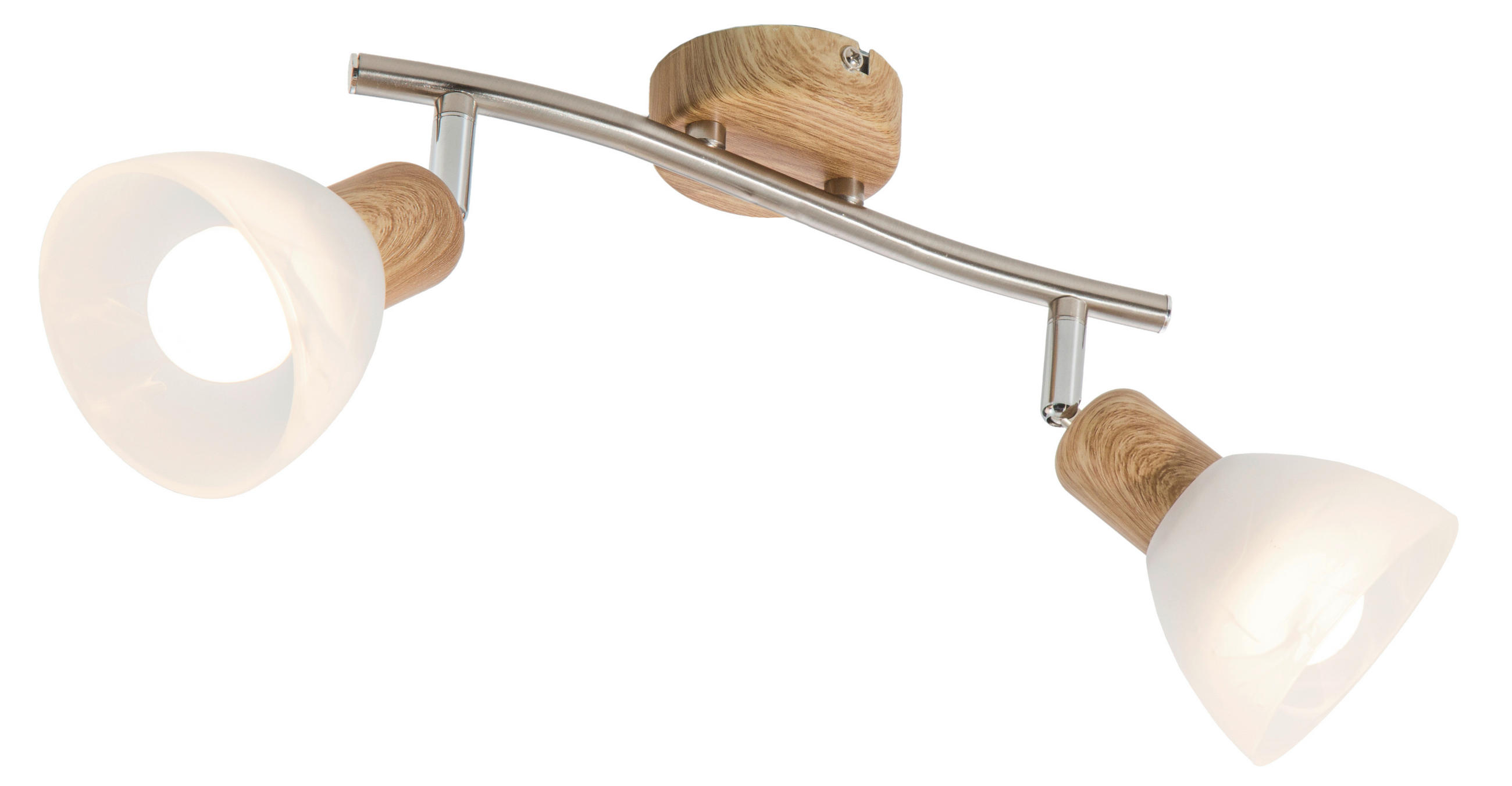 LED-DECKENLEUCHTE 25 cm   - Eichefarben/Weiß, Basics, Glas/Holz (25cm) - Globo