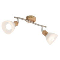 LED-DECKENLEUCHTE 25 cm   - Eichefarben/Weiß, Basics, Glas/Holz (25cm) - Globo