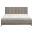 POLSTERBETT gepolstertes Kopfteil, Lattenrost, Bettkasten Creme 180/200 cm - Creme/Schwarz, KONVENTIONELL, Holz/Textil (180/200cm) - Hom`in