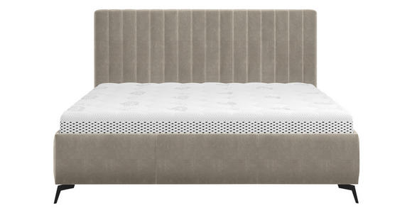 POLSTERBETT gepolstertes Kopfteil, Lattenrost, Bettkasten Creme 180/200 cm - Creme/Schwarz, KONVENTIONELL, Holz/Textil (180/200cm) - Hom`in