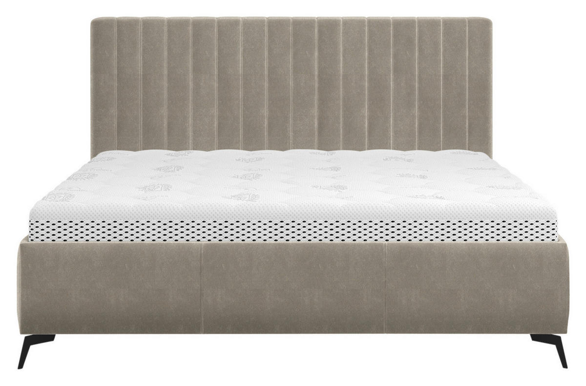 POLSTERBETT gepolstertes Kopfteil, Lattenrost, Bettkasten Creme 180/200 cm  - Creme/Schwarz, KONVENTIONELL, Holz/Textil (180/200cm) - Hom`in