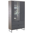 VITRINE in furniert Eiche Schwarz, Eichefarben - Eichefarben/Anthrazit, Design, Glas/Holz (98/185/37cm) - Novel