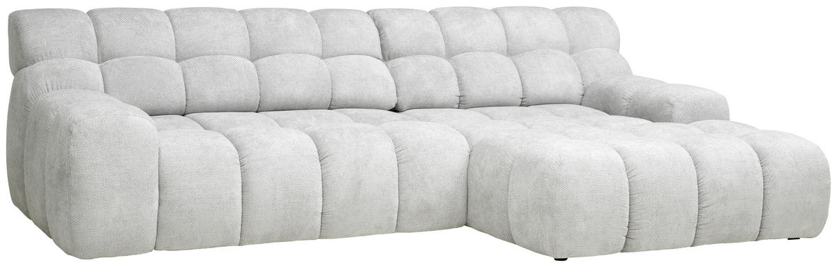 ECKSOFA in Webstoff Silberfarben  - Silberfarben/Schwarz, Modern, Kunststoff/Textil (297/180cm) - Welnova