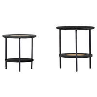 BEISTELLTISCHSET Rattan rund Naturfarben, Schwarz  - Schwarz/Naturfarben, KONVENTIONELL, Holz/Holzwerkstoff (46/39/46/39/51/40cm) - Carryhome