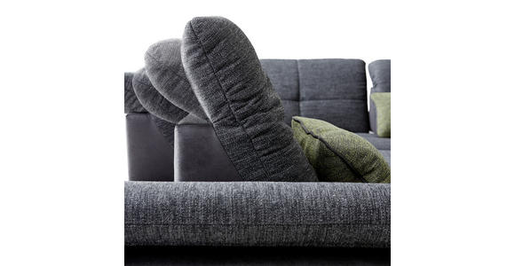 ECKSOFA Schwarz, Dunkelgrau Chenille, Mikrofaser  - Chromfarben/Dunkelgrau, Design, Textil (313/242cm) - Xora