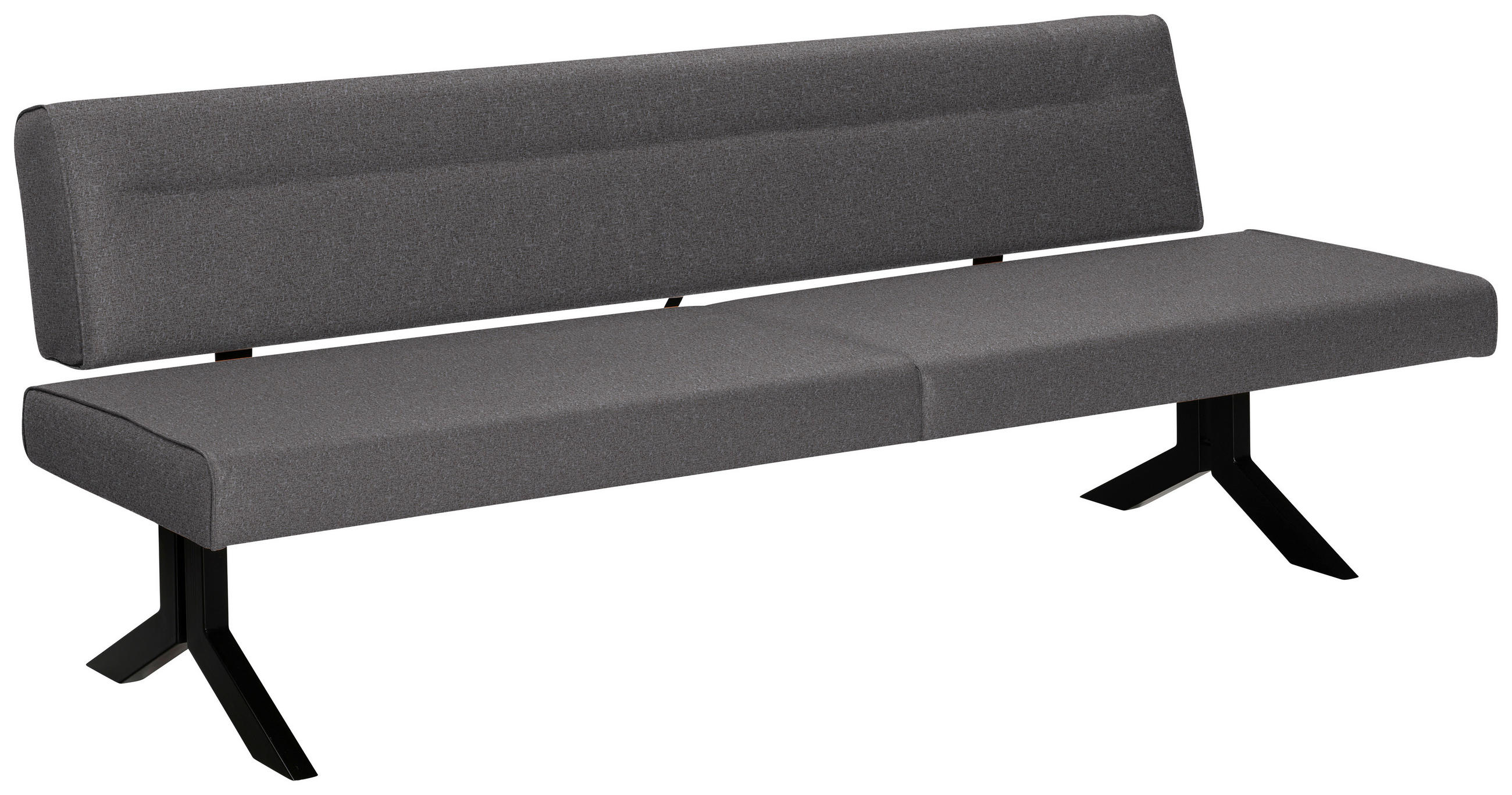 SITZBANK 220/87/70-86 cm Samt Grau  - Schwarz/Grau, KONVENTIONELL, Textil/Metall (220/87/70-86cm) - Moderano