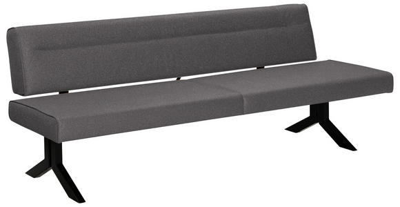 SITZBANK 220/87/70-86 cm Samt Grau  - Schwarz/Grau, KONVENTIONELL, Textil/Metall (220/87/70-86cm) - Moderano