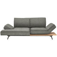 ECKSOFA 132/240 cm  in Chenille Graubraun Rücken echt, Kopfteilverstellung, Sitztiefenverstellung  132/240 cm  - Graubraun/Schwarz, Design, Holz/Textil (132/240cm) - Koinor