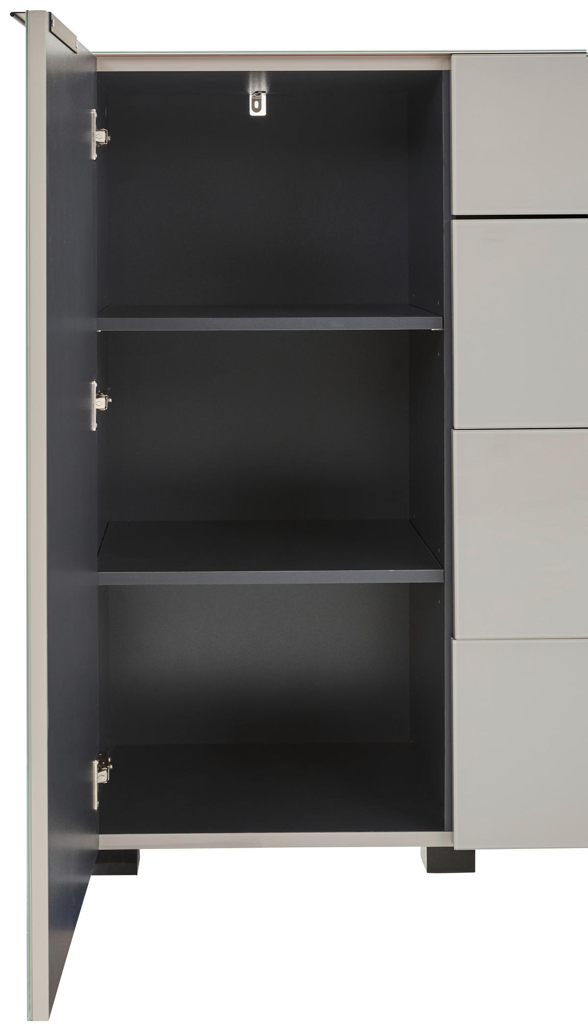 SIDEBOARD  135/99/42 cm 4 Schublade(n)  - Kaschmir/Schwarz, Design, Glas/Holzwerkstoff (135/99/42cm) - Novel