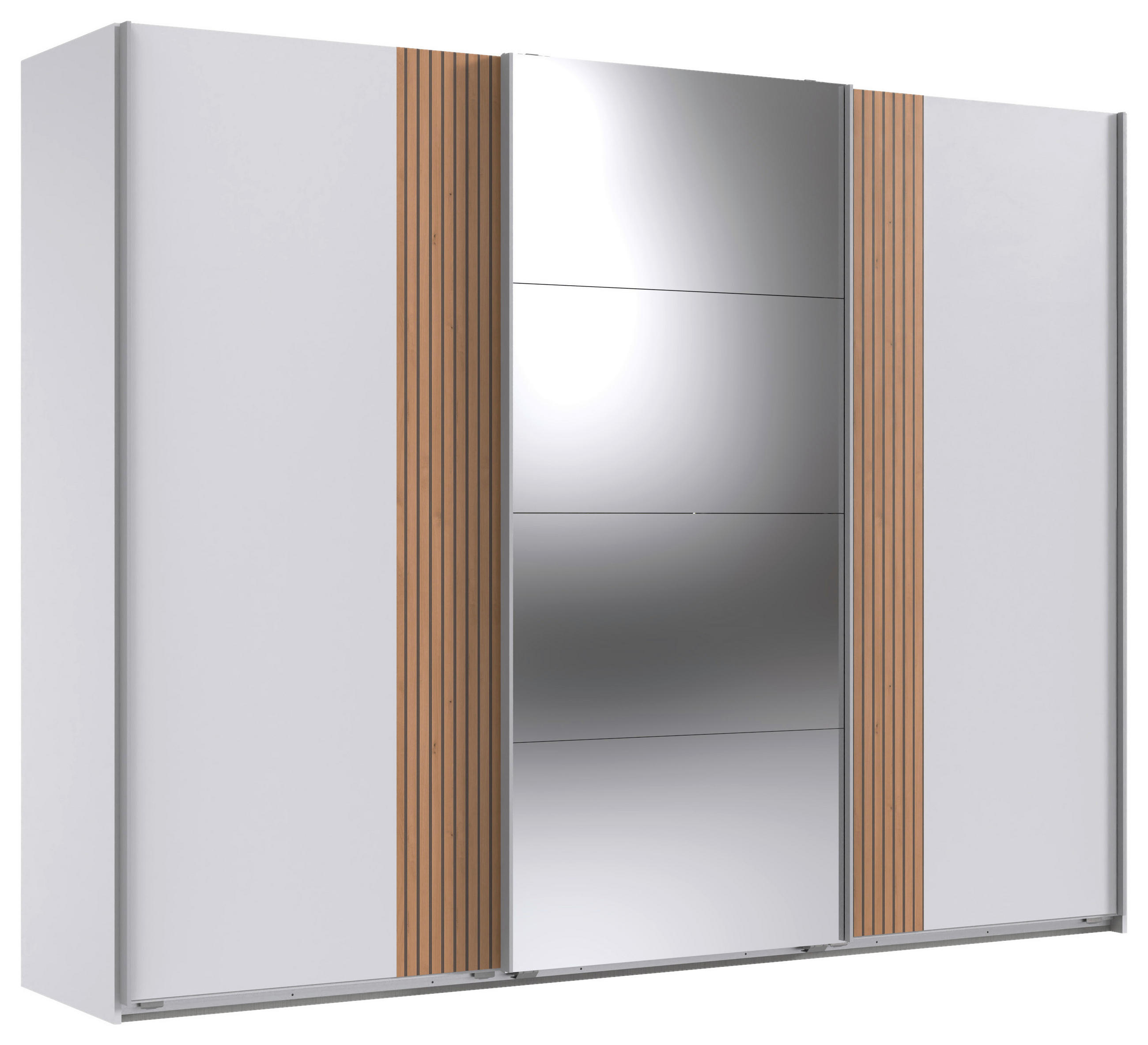 SCHWEBETÜRENSCHRANK 270/208/64 cm 3-türig Weiß, Eiche Artisan  - Weiß/Eiche Artisan, Design, Glas/Holzwerkstoff (270/208/64cm) - Ti'me