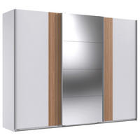 SCHWEBETÜRENSCHRANK 270/208/64 cm 3-türig Weiß, Eiche Artisan  - Weiß/Eiche Artisan, Design, Glas/Holzwerkstoff (270/208/64cm) - Ti'me