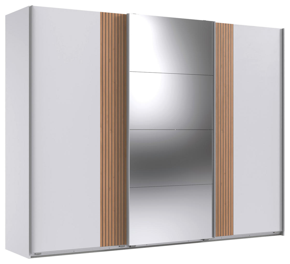 SCHWEBETÜRENSCHRANK 270/208/64 cm 3-türig Weiß, Eiche Artisan  - Weiß/Eiche Artisan, Design, Glas/Holzwerkstoff (270/208/64cm) - Ti'me