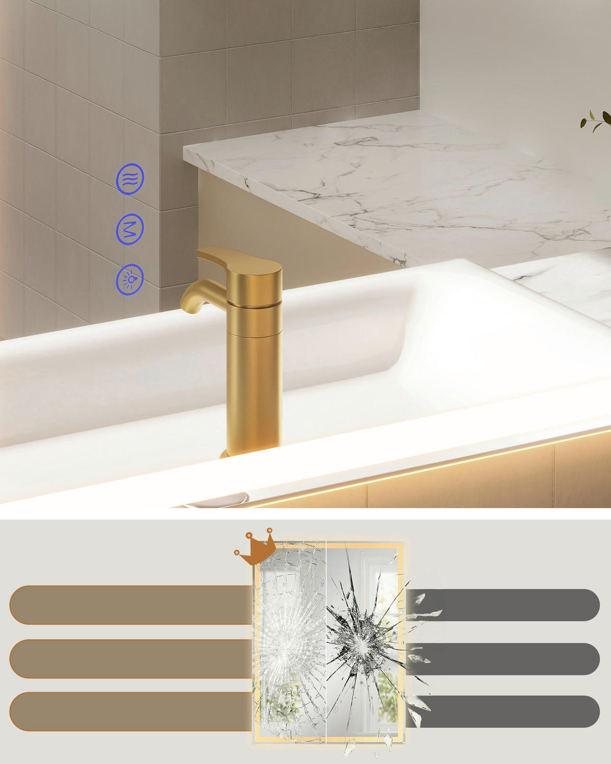 BADEZIMMERSPIEGEL 50,7/70,7/2,4 cm  - Weiß, Trend, Glas/Kunststoff (50,7/70,7/2,4cm) - Boxxx