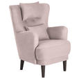 OHRENSESSEL in Flachgewebe Rosa  - Schwarz/Rosa, Design, Holz/Textil (81/106/90cm) - Carryhome