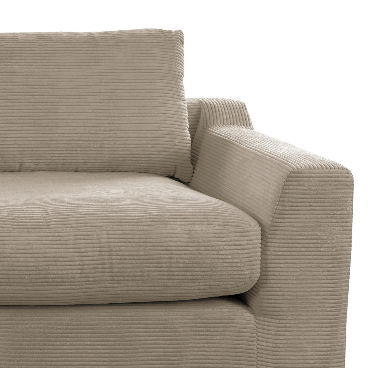 BIGSOFA in Cord Taupe  - Taupe/Schwarz, Design, Kunststoff/Textil (276/90/109cm) - home24