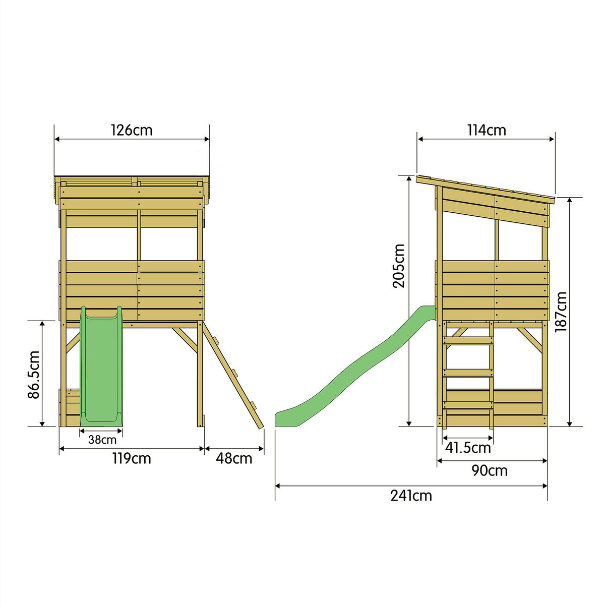 SPIELHAUS  - Fichtefarben, KONVENTIONELL, Holz (241/167/205cm) - Ambia Garden