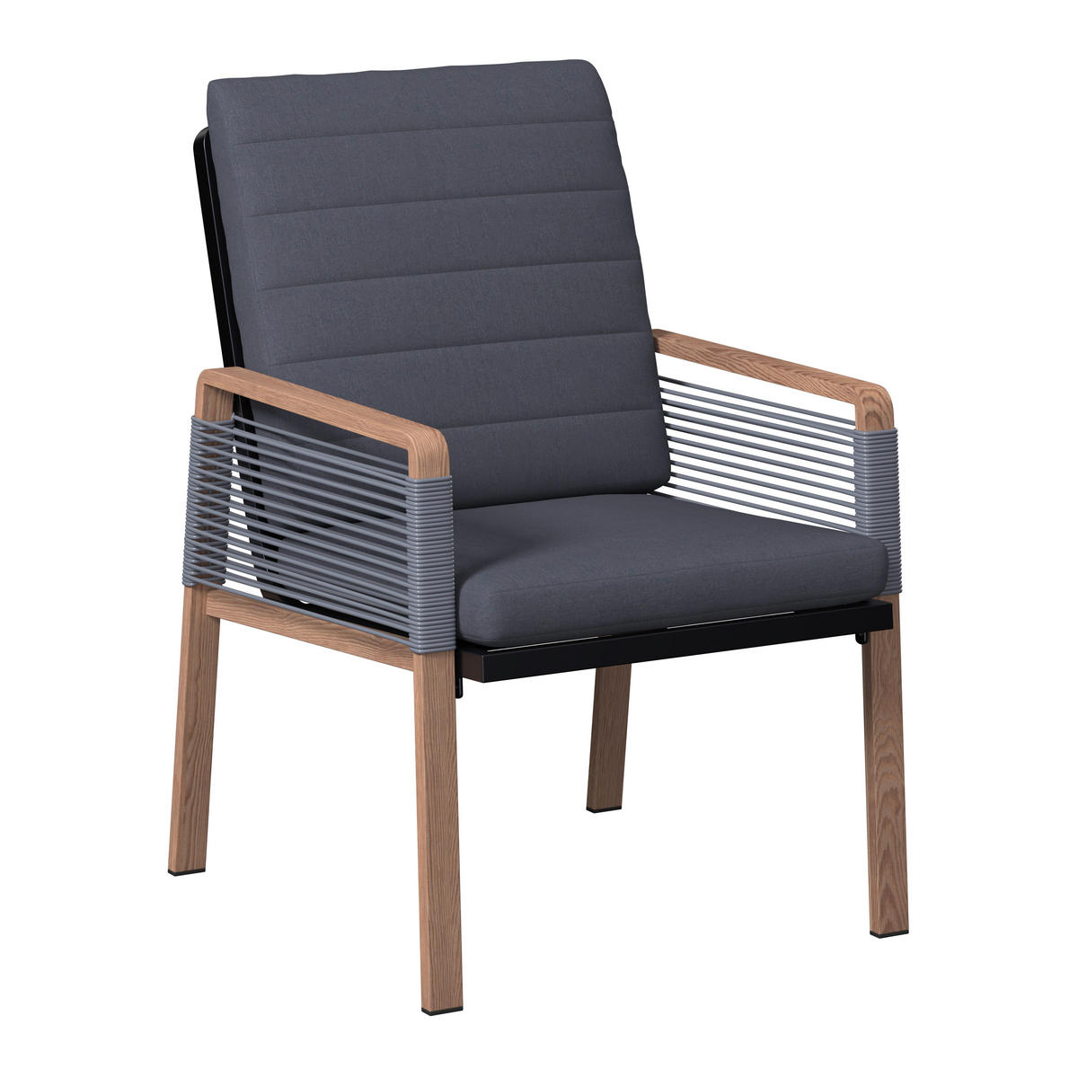 LOUNGEGARNITUR 4-teilig   Eisen  - Dunkelgrau/Naturfarben, MODERN, Kunststoff/Textil - Ambia Garden