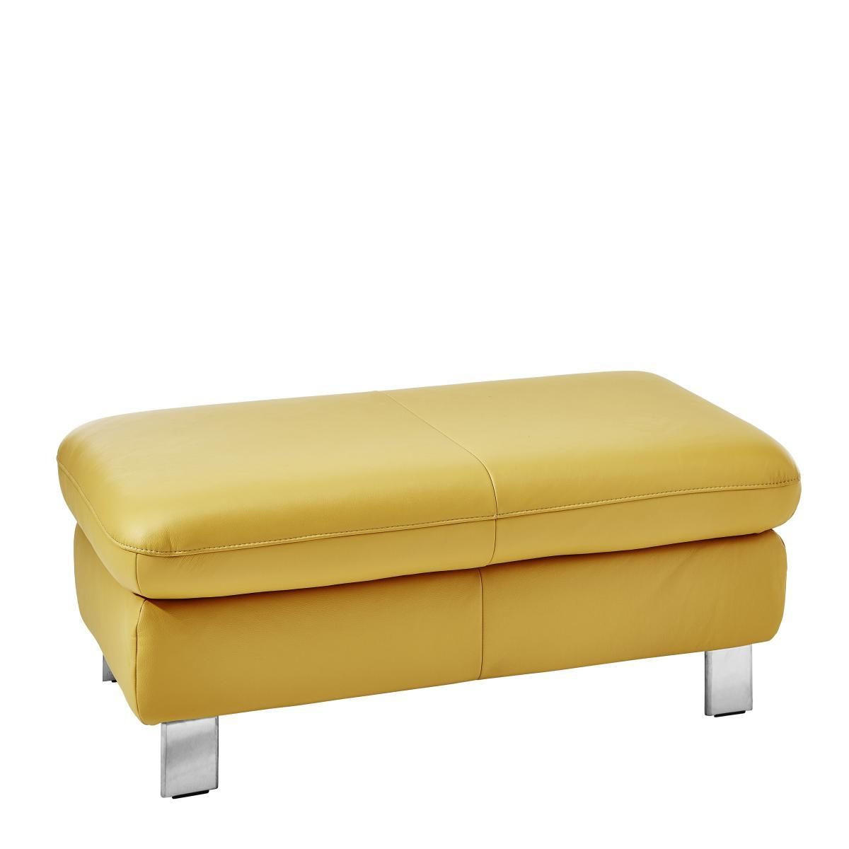 HOCKER Echtleder Gelb  - Gelb/Alufarben, Design, Leder/Metall (120/52/65cm) - Cantus