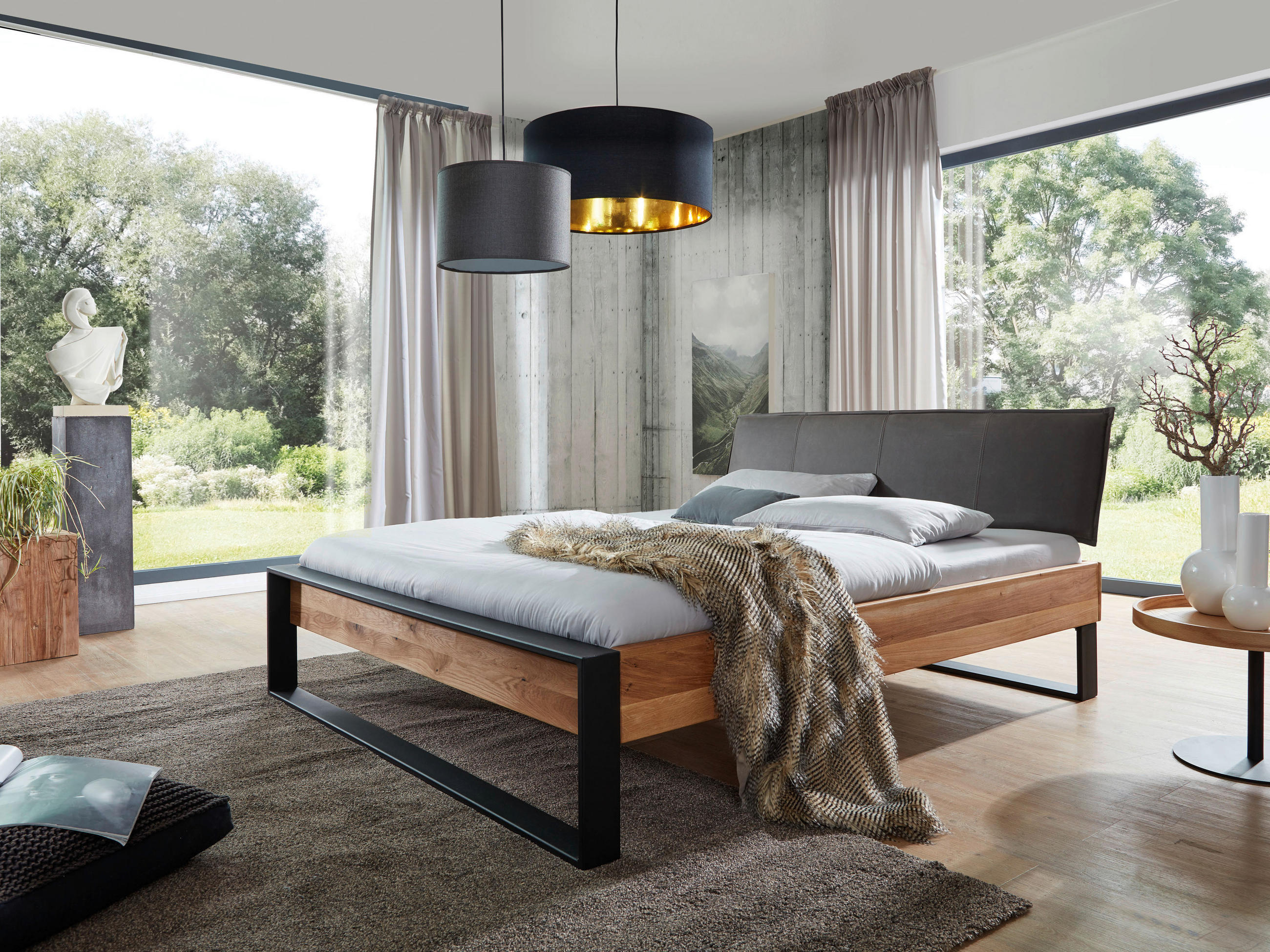 BALKENBETT 180/200 cm  in Wildeiche  - Wildeiche/Eichefarben, MODERN, Holz/Metall (180/200cm) - Livetastic