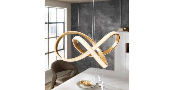 LED-HÄNGELEUCHTE - Goldfarben, Design, Kunststoff/Metall (55/150/55cm) - Ambiente