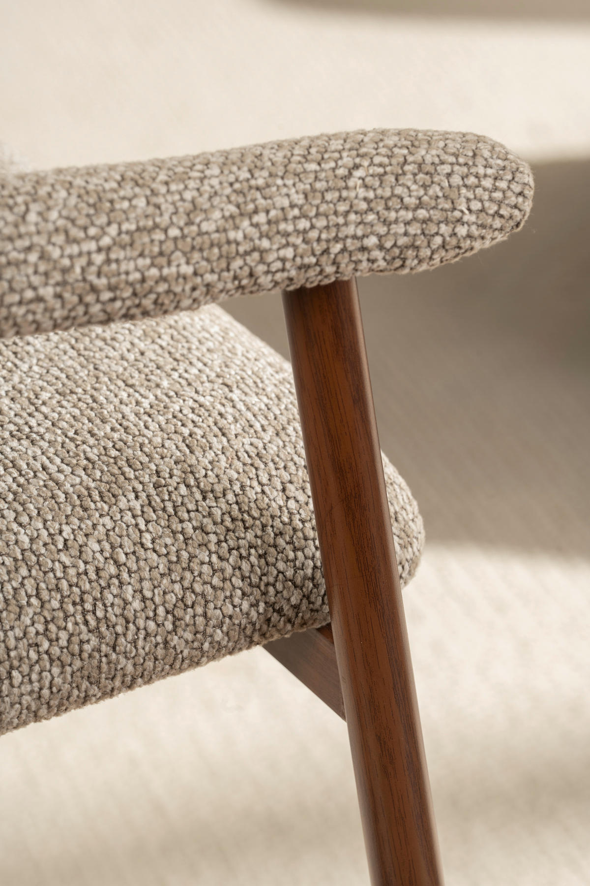 ARMLEHNSTUHL  in Eisen Bouclé  - Eichefarben/Beige, Basics, Holz/Textil (59/75/62cm) - Livetastic