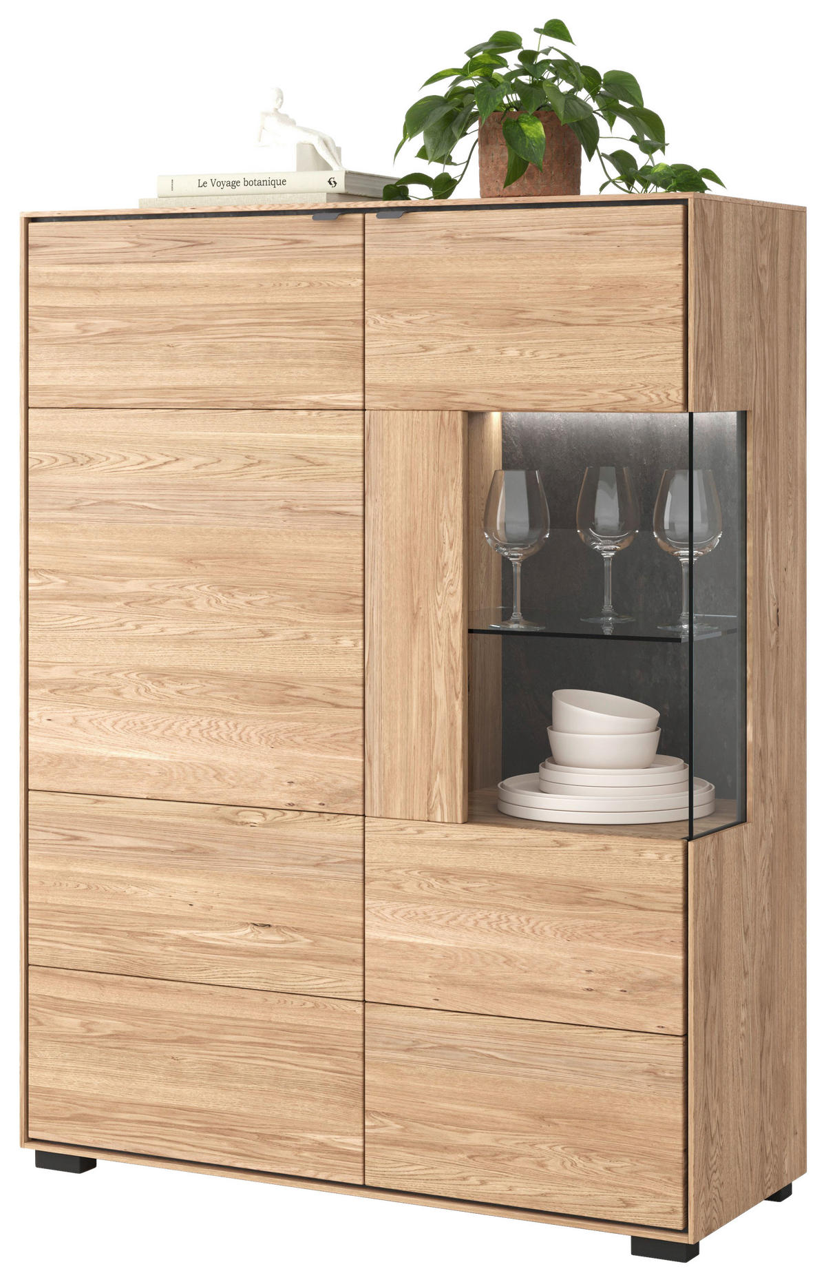 VITRINE  in massiv Eiche Eichefarben  - Eichefarben, Design, Holz/Holzwerkstoff (93,2/140/40,6cm) - Livetastic