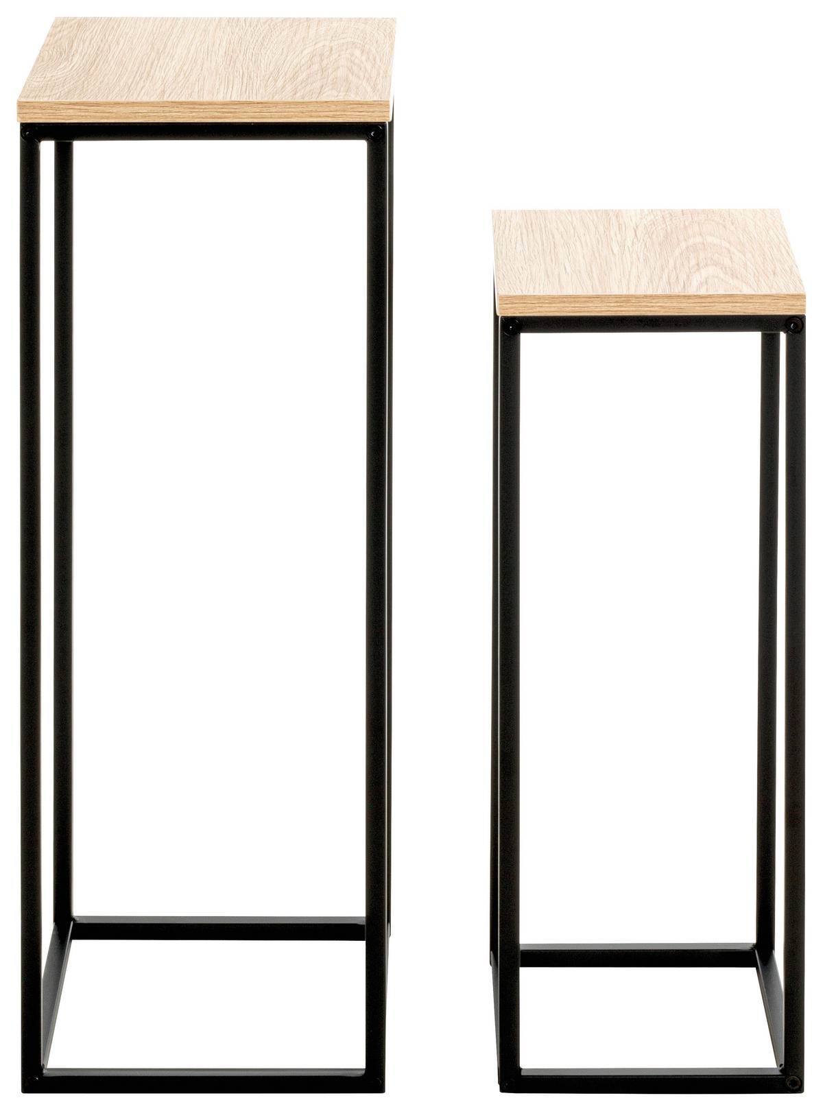 BEISTELLTISCHSET in Metall, Holzwerkstoff 19-23/19-23/54-67 cm  - Eichefarben/Schwarz, Trend, Holzwerkstoff/Metall (19-23/19-23/54-67cm)
