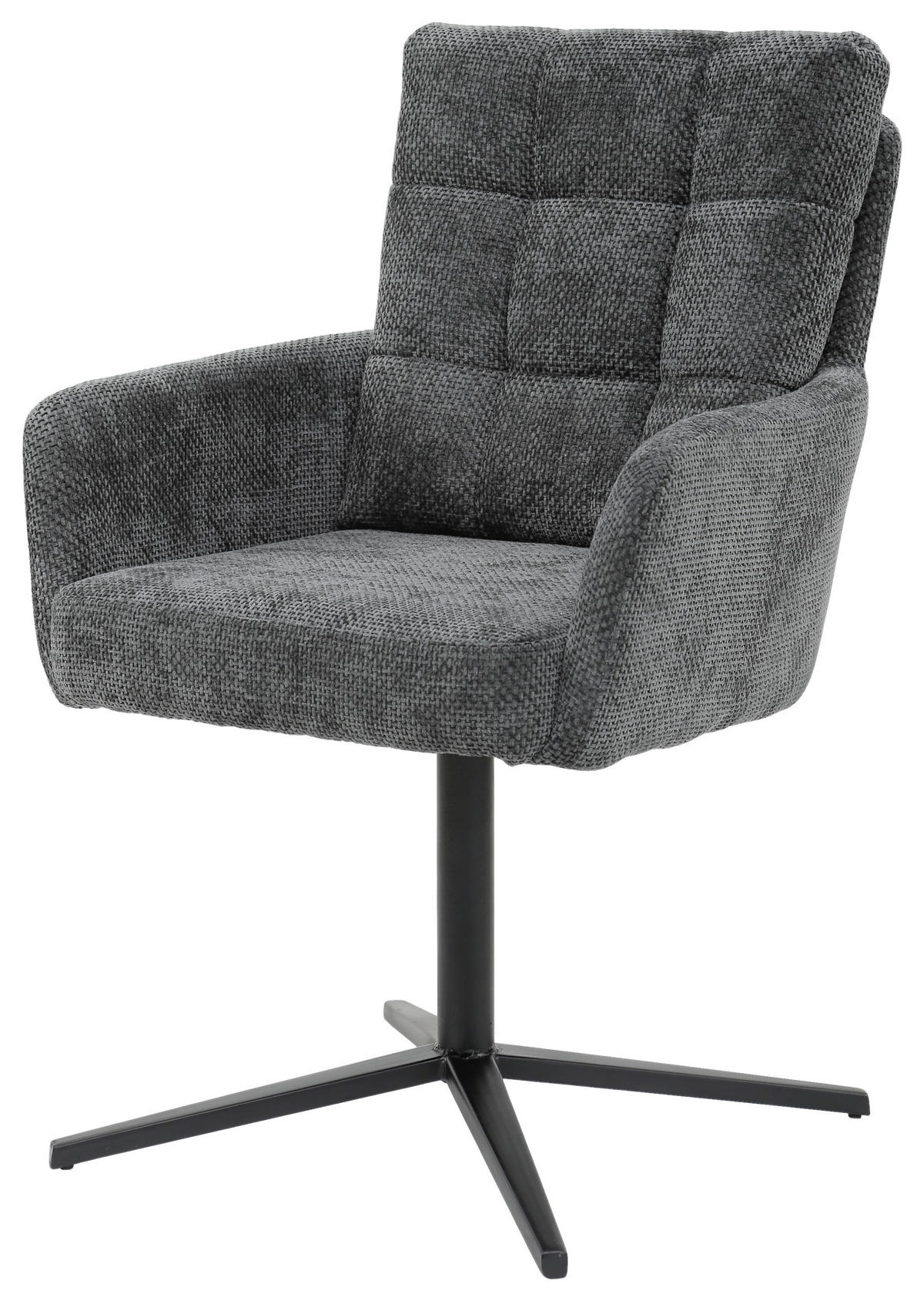 SCAUN CU BRAȚE in gri, negru  - negru/gri, Design, metal/textil (61/91,5/66cm) - Stylife