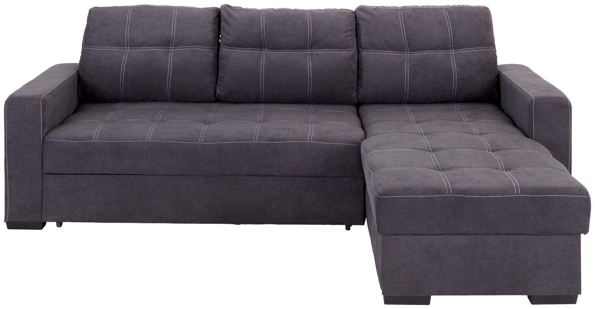 HÖRNSOFFA i mikrofiber mörkgrå  - mörkgrå/vit, Design, textil/plast (240/160cm) - Livetastic