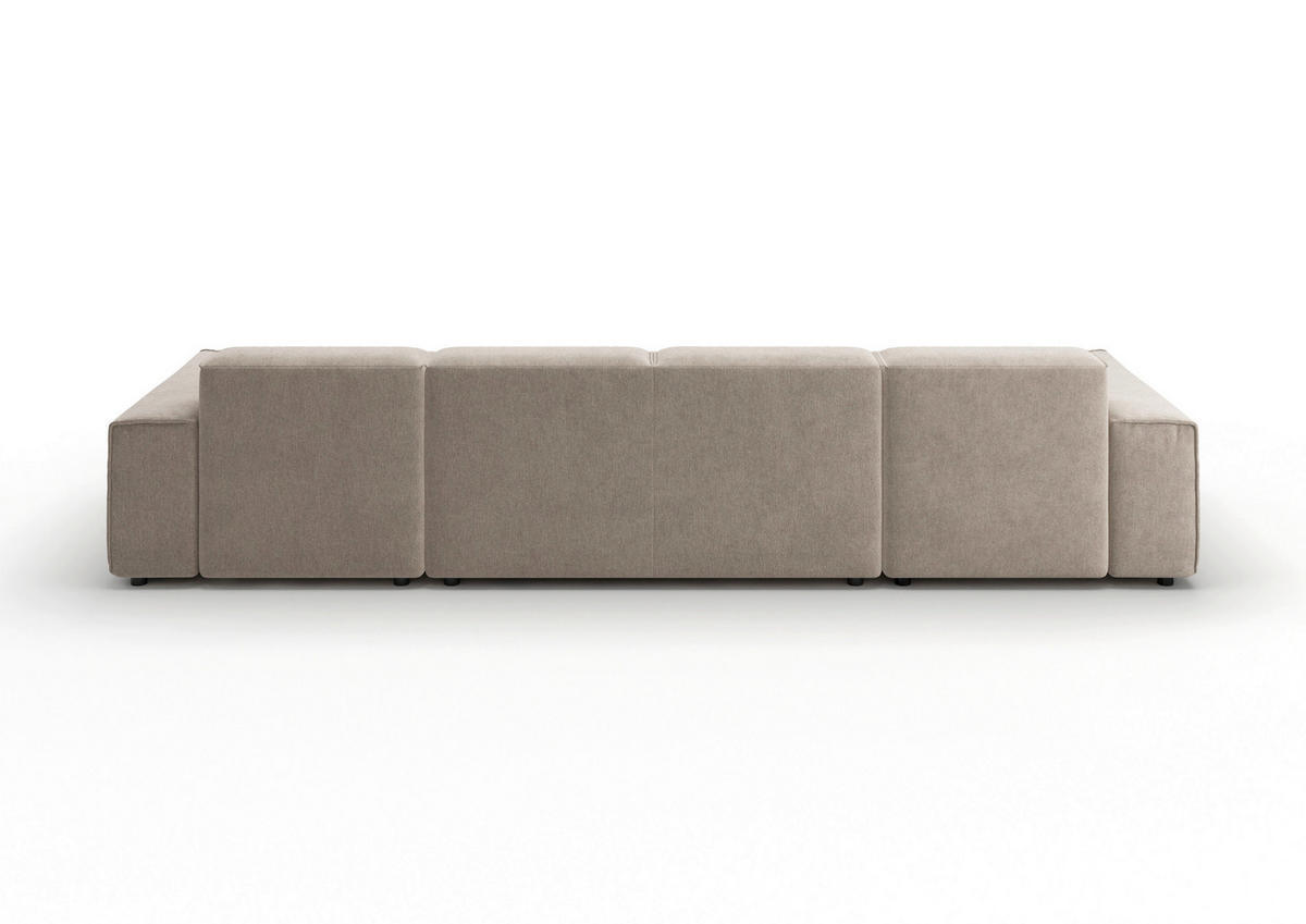 WOHNLANDSCHAFT Taupe Chenille  - Taupe/Schwarz, MODERN, Kunststoff/Textil (189/340/189cm) - Pure Home Lifestyle