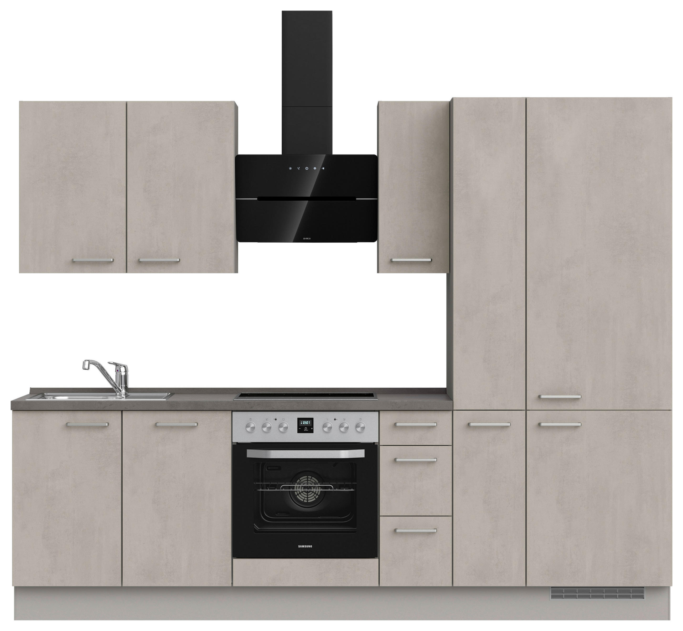 KÜCHENBLOCK 270 cm   in Grau, Schieferfarben  - Schieferfarben/Edelstahlfarben, MODERN, Holzwerkstoff/Metall (270cm) - Nobilia