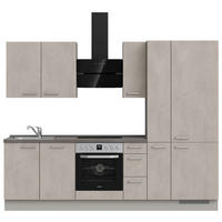 KÜCHENBLOCK 270 cm   in Grau, Schieferfarben  - Schieferfarben/Edelstahlfarben, MODERN, Holzwerkstoff/Metall (270cm) - Nobilia