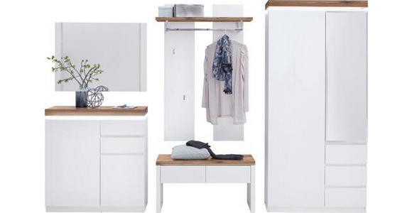 SCHUHSCHRANK Romina  in 91/97/38 cm  - Eichefarben/Weiß, Design, Holz/Holzwerkstoff (91/97/38cm) - Novel