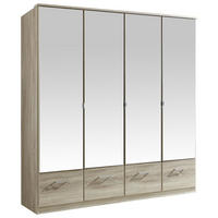 GARDEROB MED GÅNGJÄRN 180/199/58 cm 4-dörrar - aluminiumfärg/ekfärgad, Klassisk, metall/trämaterial (180/199/58cm) - MID.YOU