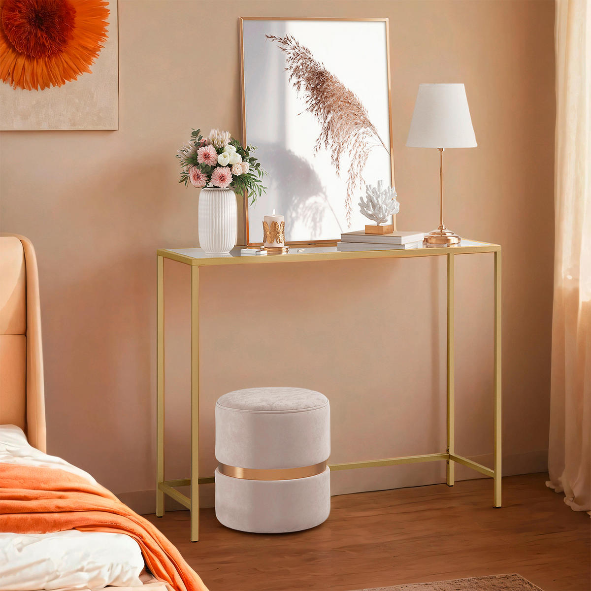 KONSOLENTISCH Goldfarben  - Goldfarben, Trend, Glas/Metall (100,5/80/20cm) - MID.YOU