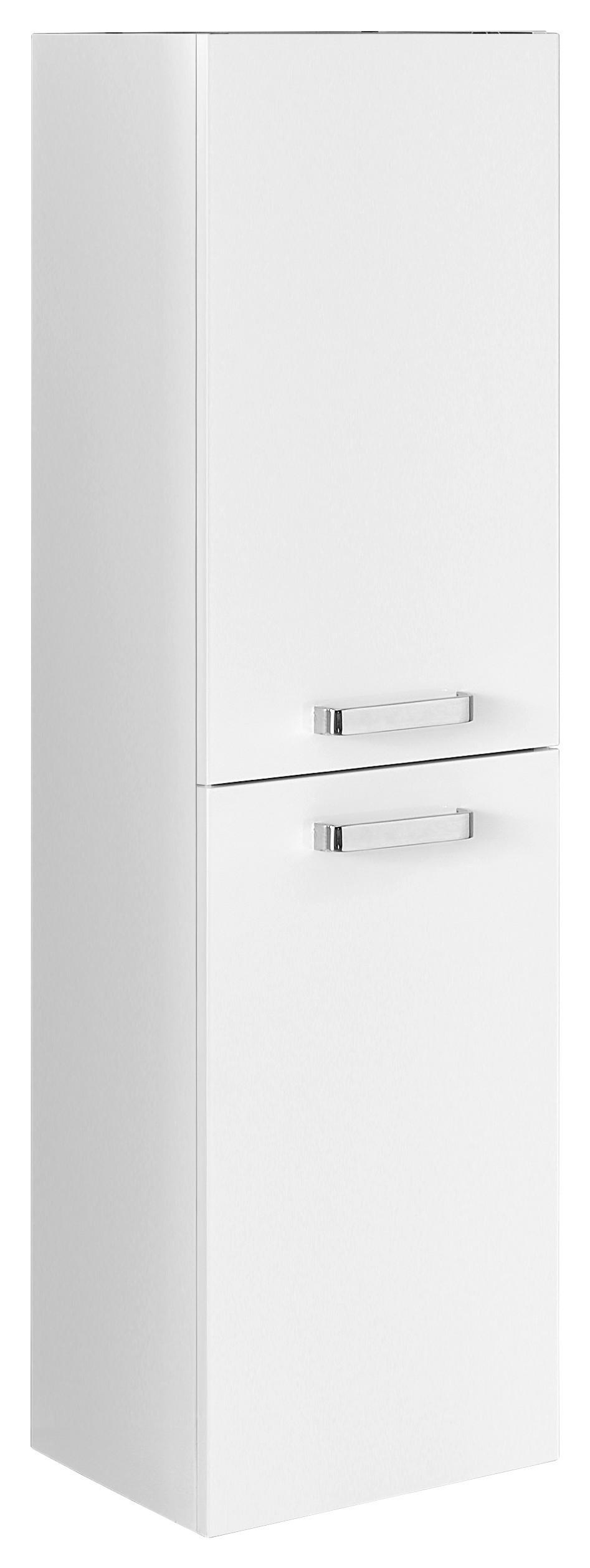 HÖGSKÅP  - kromfärg/vit högglans, Basics, metall/trämaterial (40/138/32cm) - Welnova