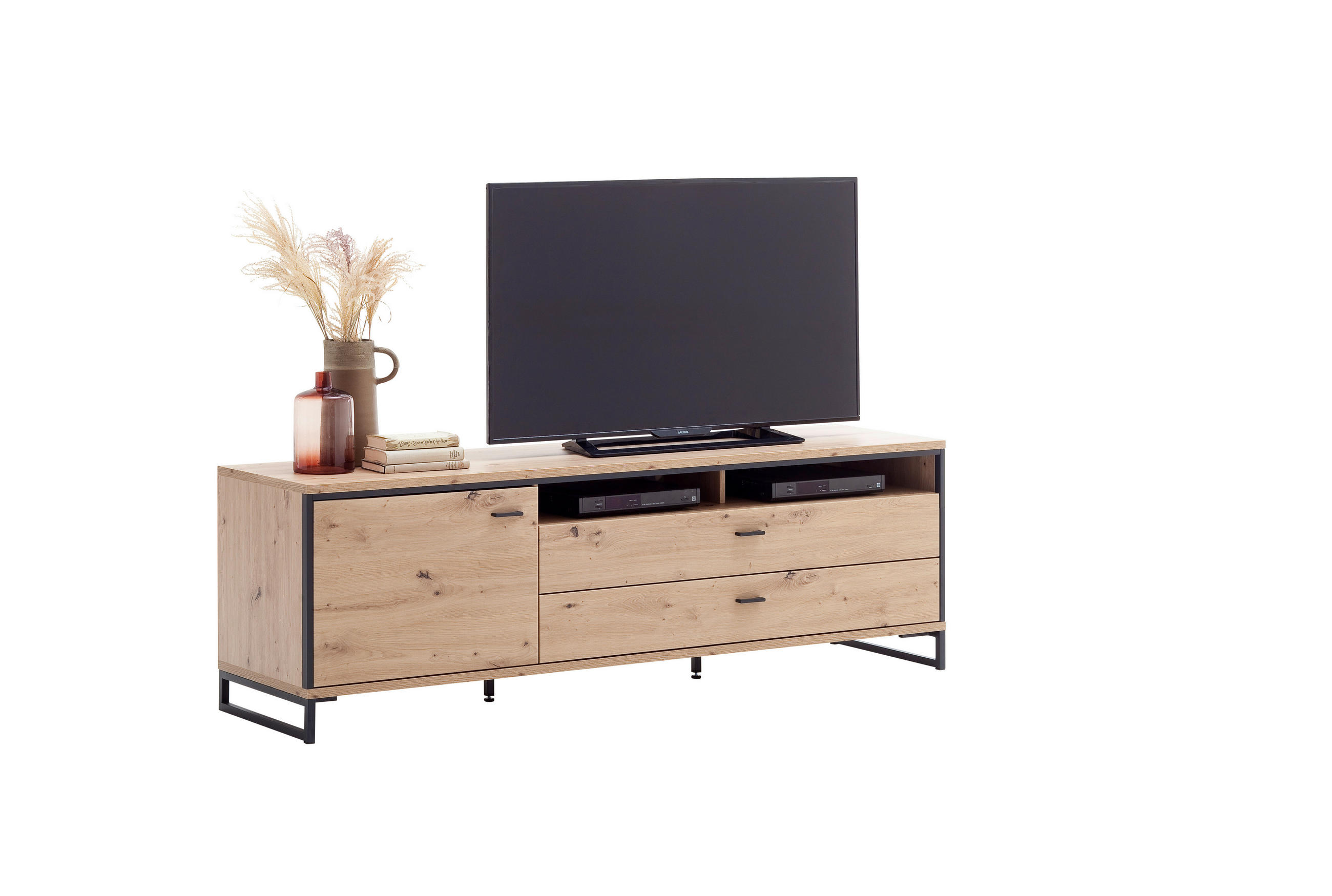 KOMODA POD TELEVIZI, antracitová, barvy dubu, 183/60/50 cm - barvy dubu/antracitová, Design, kov/kompozitní dřevo (183/60/50cm) - MID.YOU