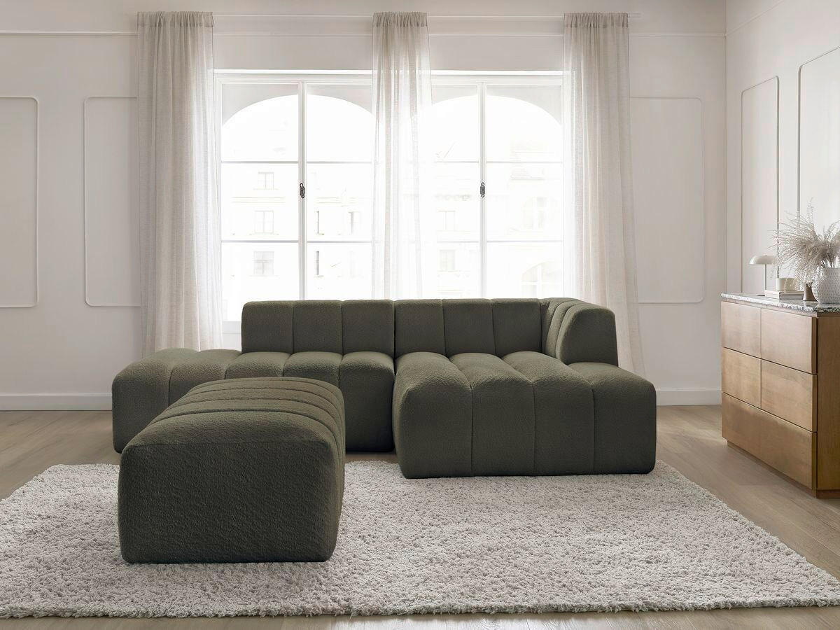 ECKSOFA  ANNECY Grün Bouclé  - Schwarz/Grün, MODERN, Kunststoff/Textil (262/170cm)