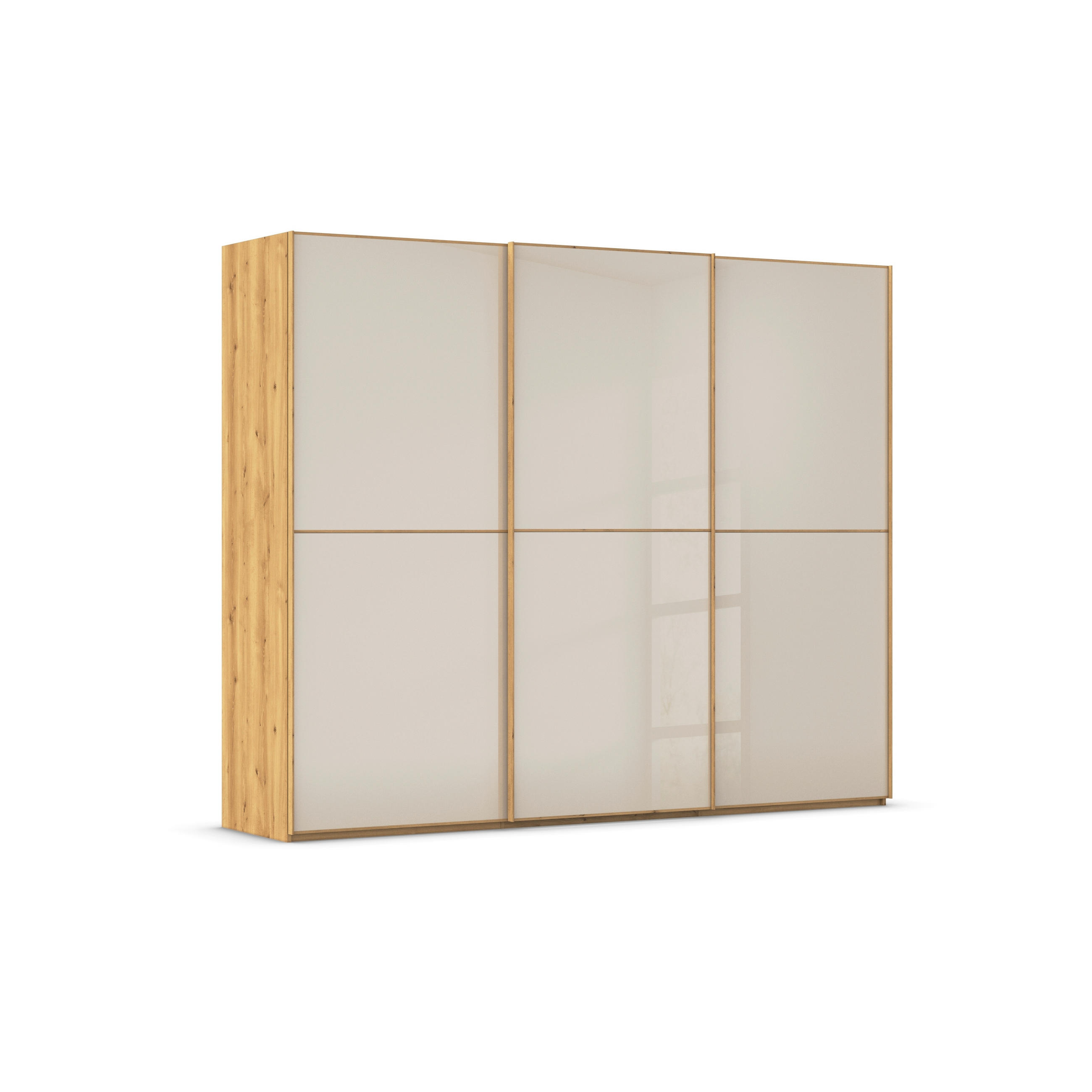 SCHWEBETÜRENSCHRANK 270/223/68 cm,  in Eichefarben, Champagner, 3 Tür(en)  - Champagner/Eichefarben, Design, Glas/Holzwerkstoff (270/223/68cm) - Novel