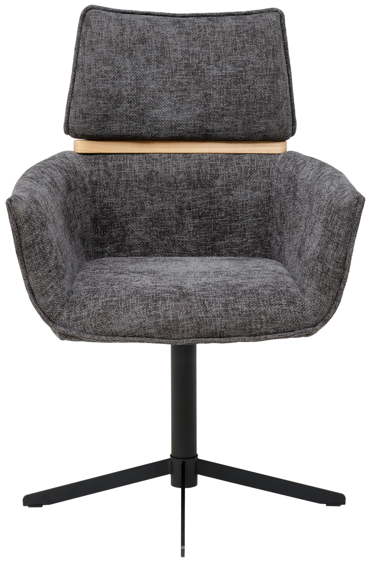 ARMLEHNSTUHL   Webstoff  - Hellbraun/Schwarz, Modern, Holz/Textil - MID.YOU