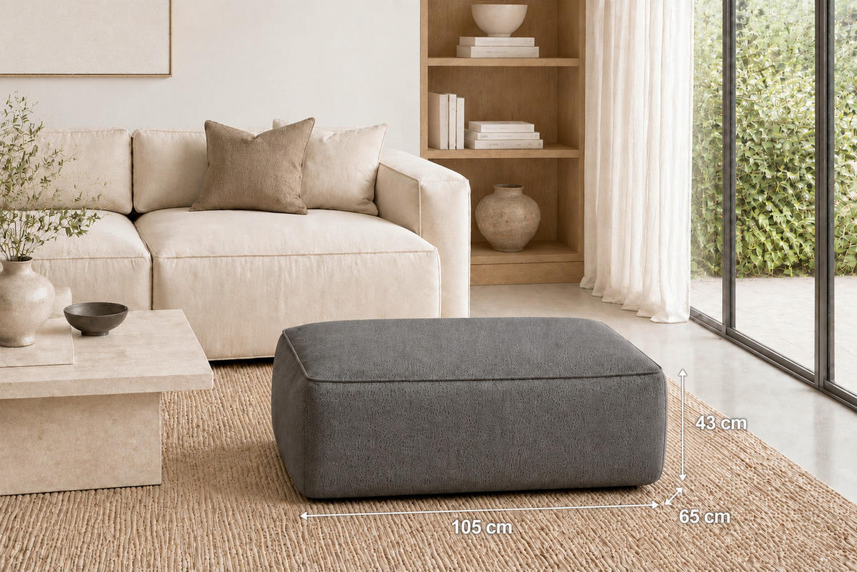 HOCKER in Textil, Holzwerkstoff Graphitfarben  - Schwarz/Graphitfarben, KONVENTIONELL, Holzwerkstoff/Kunststoff (105/43/65cm) - Livetastic