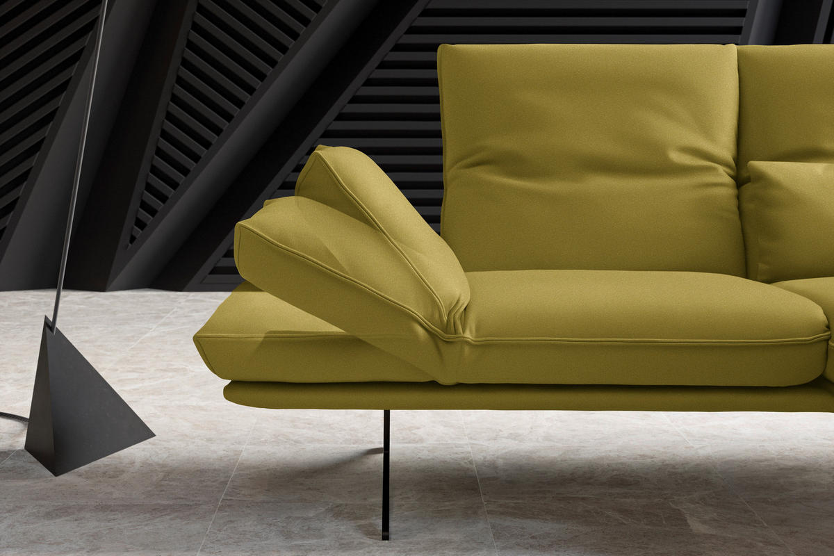 ECKSOFA in Echtleder Hellgrün  - Schwarz/Hellgrün, Design, Leder/Metall (210/130cm) - Dieter Knoll