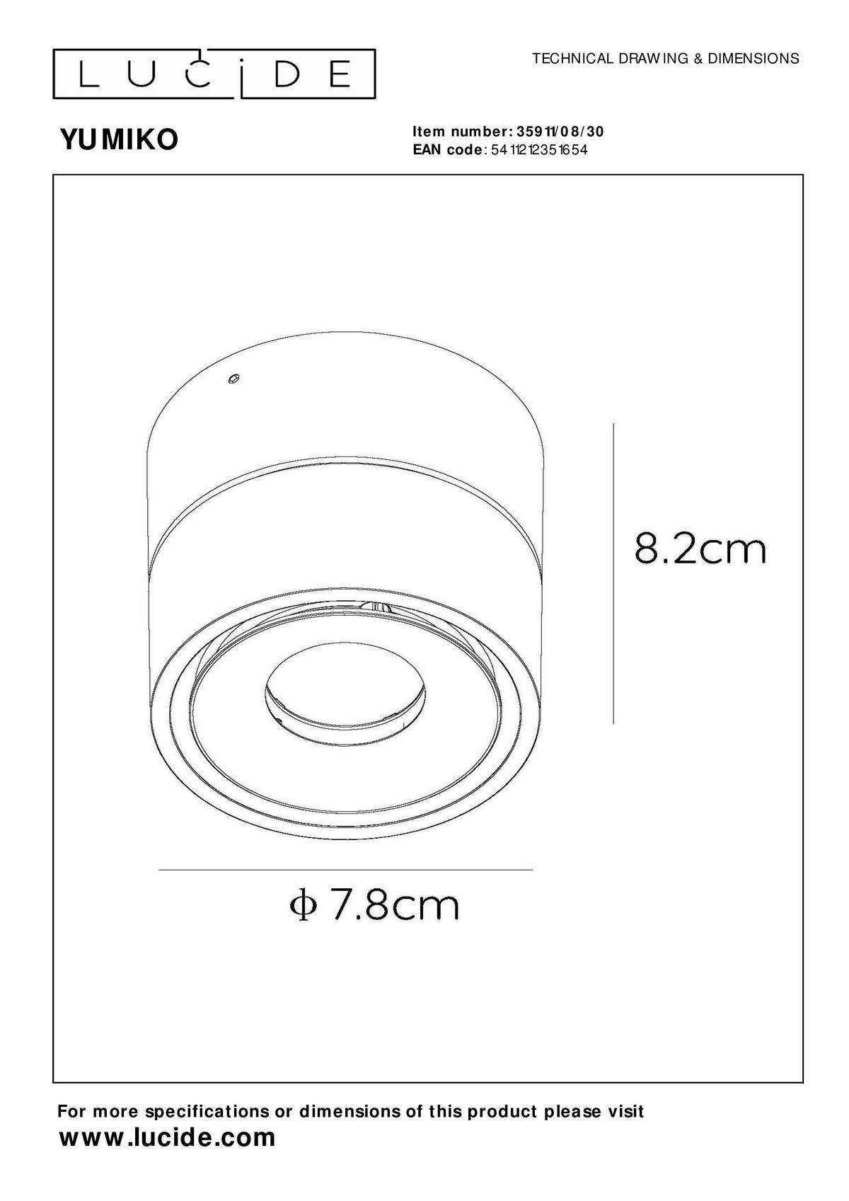 LED-STRAHLER 7.8/7.8/8.2 cm   - Schwarz, KONVENTIONELL (7.8/7.8/8.2cm) - Lucide