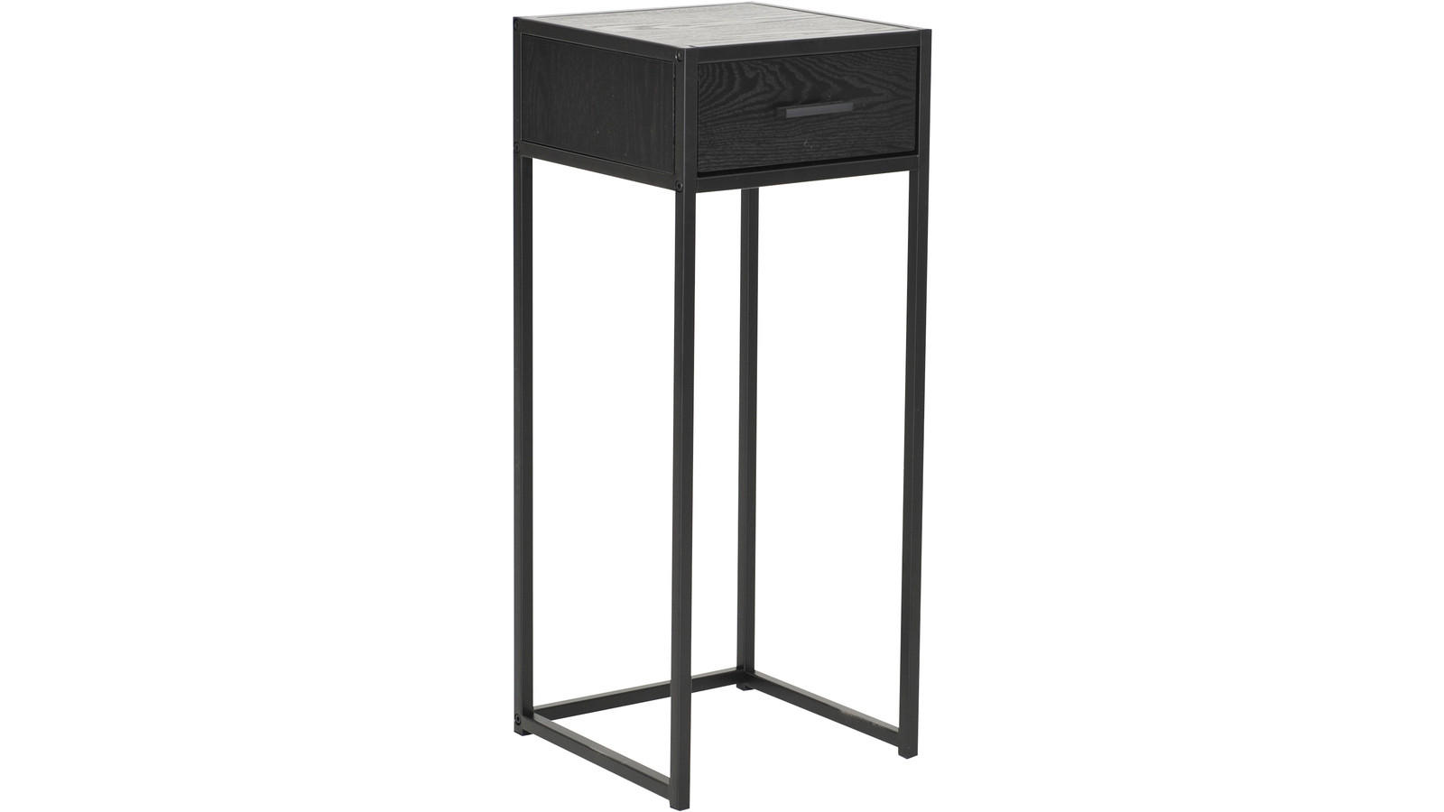 SÄNGBORD i faner ask svart  - svart, Design, metall/trä (30/75/30cm)