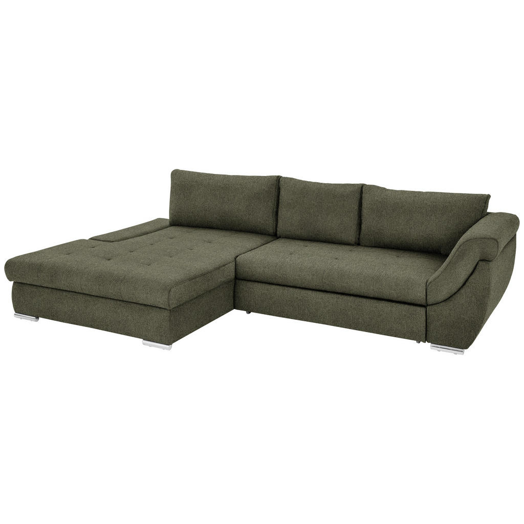 Thumbnail - Carryhome Ecksofa, Olivgrün, Textil, 3-Sitzer, Füllung: Schaumstoff, Ottomane links, L-Form, 306x174 cm, Stoffauswahl, L...