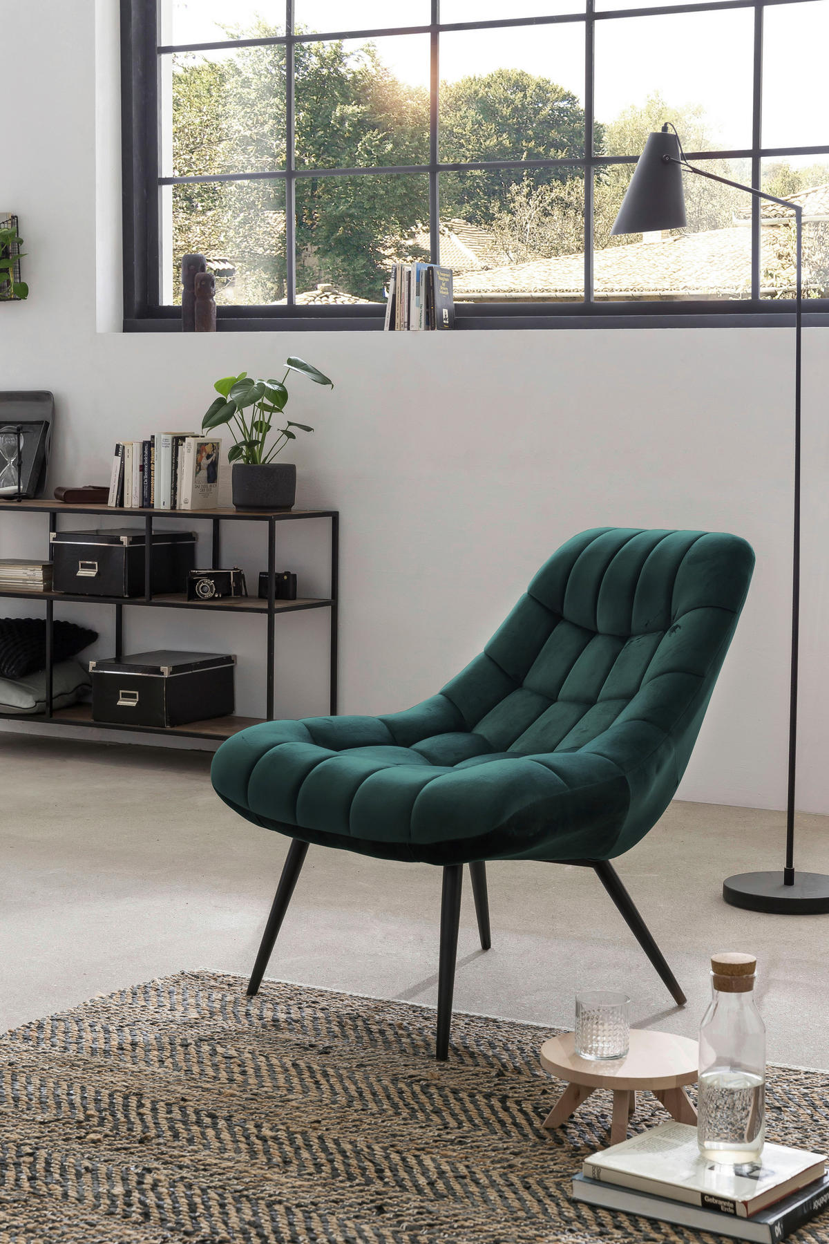 XXL-SESSEL - Schwarz/Grün, MODERN, Textil/Metall (76/85,6/85,6cm) - Livetastic