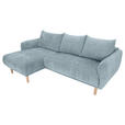 ECKSOFA Blau Flachgewebe  - Blau/Buchefarben, KONVENTIONELL, Holz/Textil (144/230cm) - Carryhome