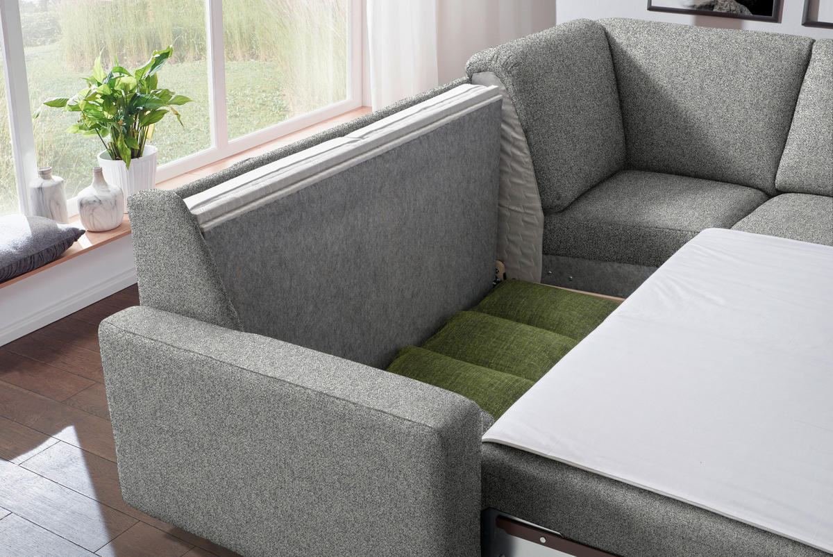 WOHNLANDSCHAFT  in Mikrovelours Naturfarben  - Anthrazit/Alufarben, KONVENTIONELL, Textil (237/323/158cm) - Sedda